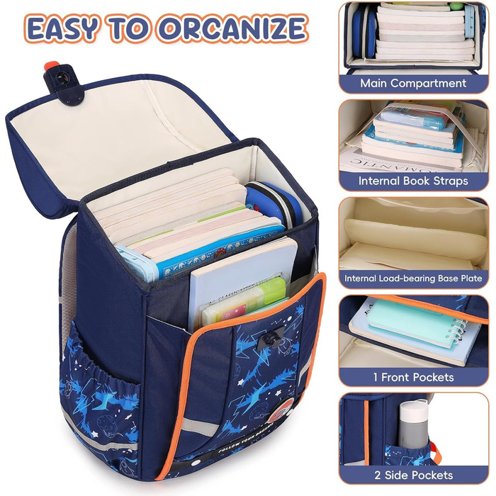 Шкільний рюкзак для хлопчика, 1-4 клас, ергономічний, з нагрудним ременем, 2025, для дітей 6-10 років, знімний поясний ремінь, світловідбиваючий, блакитний