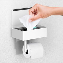 Day Moon™ Toilet Paper Holder White, Wet Tissue Box - Toilet Paper Holder With Wet Tissue Box, Toilet Paper Holder With Shelf - Toilet Paper Holder Stainless Steel White With Storage