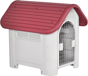 Будка для собак PawHut Outdoor - вулиця, для маленьких собак, червоно-сіра, 59x75x66 см