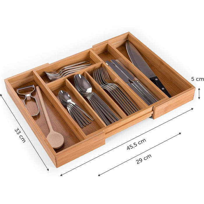 Органайзер для столових приборів Blumtal з бамбука, регульований, 5-7 відділень, для кухонних шухляд