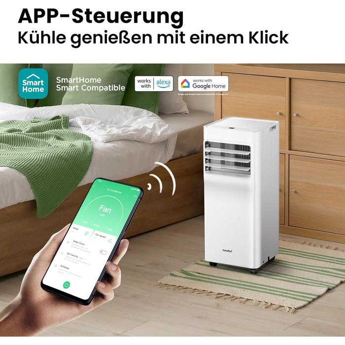 Мобільний кондиціонер Comfee Breezy Cool Pro 2.0 (7000 BTU, 2kW) з Wi-Fi, охолодження, вентиляція, осушення, для кімнат до 68 м³