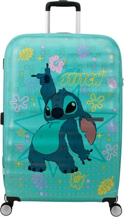 Чемодан American Tourister Wavebreaker Disney FL Spinner L, 77 см, 96 л, з принтом Stitch Flower, матове покриття
