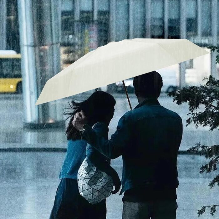 Компактний дощовий парасолька, маленький UV-парасолька, вітростійкий парасолька з капсульною ручкою, портативний парасолька для чоловіків та жінок (білий)