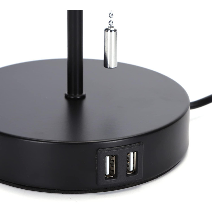 Настільна лампа Aigostar з 2 USB-портами, вимикач, металевий цоколь, сірий колір, для спальні, вітальні, дитячої кімнати