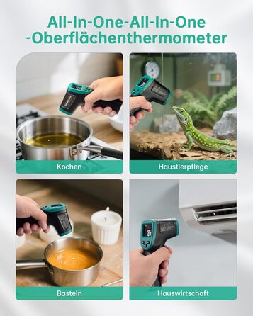 Інфрачервоний термометр ERICKHILL -50℃~800℃: безконтактний лазерний вимірювач температури з LCD-дисплеєм, регульована емісійність. Підходить для приготування їжі, грилю, заморожування, промисловості.