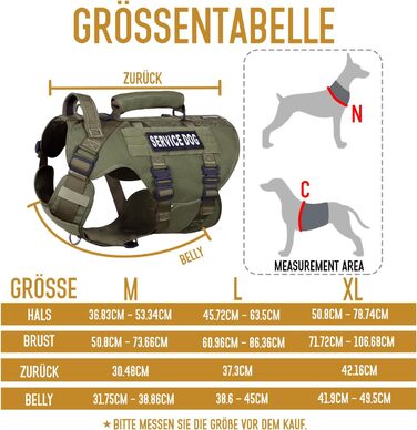 Тактичне обіднє повід для собак, навантажувальне обіднє повід для середніх та великих собак, дихаюча сітка, регульоване обіднє повід для службових собак з металевою застібкою 39г для тренувань, прогулянок (Зелений, L(Окружність шиї: 46-63см, Окружність гр