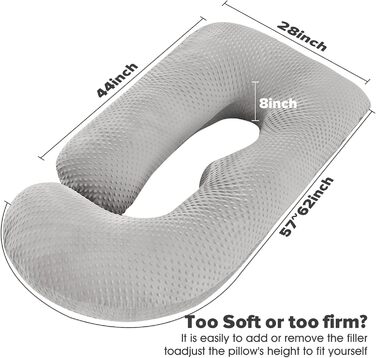 Подушка для вагітних Elover U-подібної форми, 144 см, знімний чохол, зелений (сірий світлий), поліпропілен