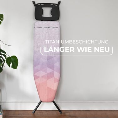 Покривало для прасувальної дошки Vileda Diamond з титановим покриттям, універсальний розмір (120-130x38-45 см), для парових прасок, сертифікат OEKO-TEX