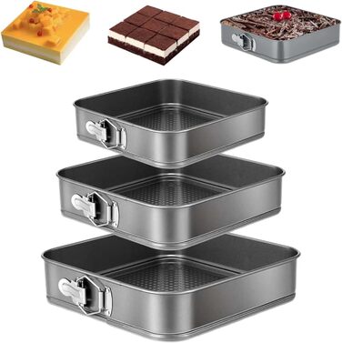 Набір форм для випічки (3 шт.) діаметром 12/18/22 см, круглі, з антипригарним покриттям, для тортів та кішок, чорного кольору