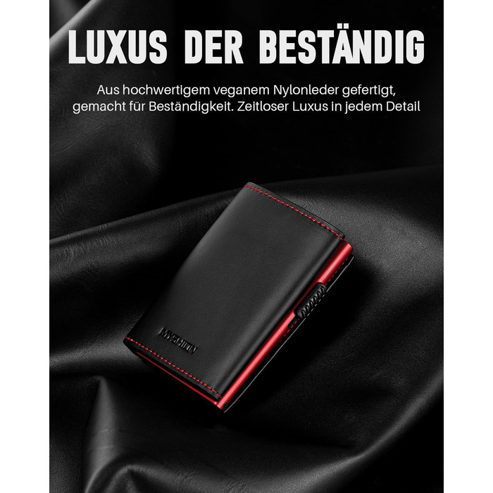 Чоловічий гаманець з RFID-захистом та відділенням для монет, Smart Wallet з вікном для документів, шкіряний гаманець для карт (чорно-червоний)