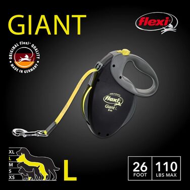 Flexi Giant Extendable Dog Leash - Durable, Tangle-Free, Black - Up to 49.9 lbs, 7.9m