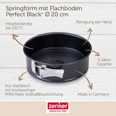 Форма для випічки Zenker Springform Perfect Black 26 см – антипригарна, сталева, витримує +230°C, Німеччина