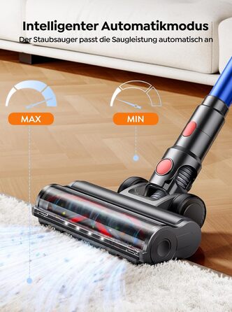 SMOTURE Бездротовий пилосос 650W, 50KPA, для видалення шерсті тварин, 60 хв роботи, самостійна підставка, зарядка на стіні, автоматичний режим для килима/підлоги