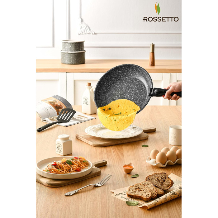 Набір посуду ROSSETTO 16 предметів: каструлі, сковороди з антипригарним покриттям, сталевий посуд для кухні