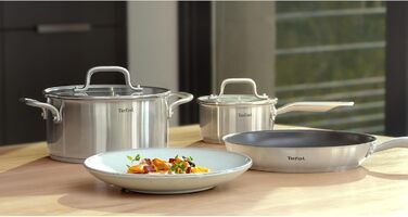 Сковорода Tefal Virtuoso E49106 28 см з антипригарним титановим покриттям та індикатором температури Thermo-Signal | Нержавіюча сталь | Індукція | Гарантія 10 років