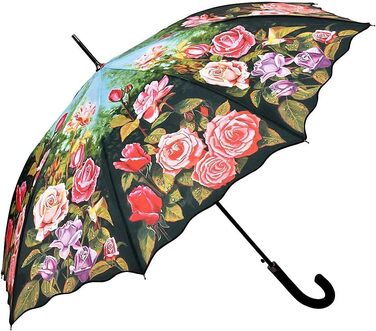 VON LILIENFELD Women's Floral Umbrella - Automatic Open, Windproof, Sturdy Stick Umbrella for Garden & Outdoor Use