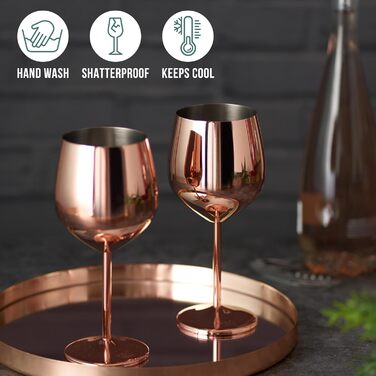 Преміум-склянки для вина з нержавіючої сталі Oak & Steel (2 шт, 520 мл) - Стійкі до розбиття, великий об'єм, подарункова коробка