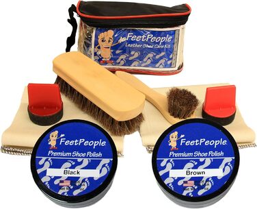 FeetPeople Ultimate Leather Care Set with Travel Bag, Black/Brown, One Size