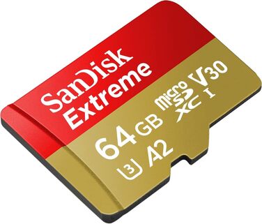 Карта пам'яті SanDisk Extreme microSDXC 64GB з адаптером, швидкість читання до 190МБ/с (набір 2 шт.)