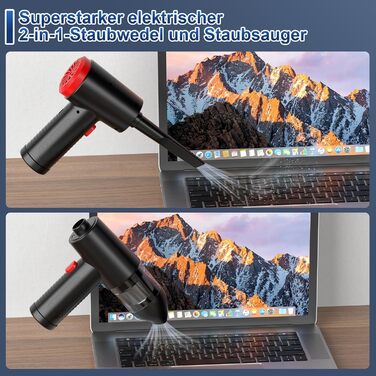 Електричний пилосос-фен для пилу 2-в-1, 91000 об/хв, акумулятор 6000mAh, USB-зарядка, для ноутбука, клавіатури, дивану, авто