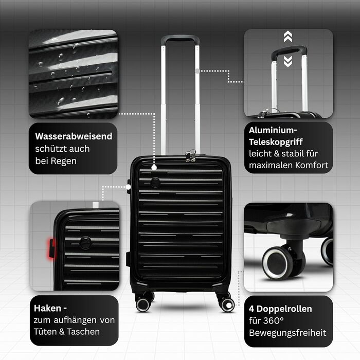 Чорний валіза-тролі 100 літрів з TSA замком - валіза з жорстким корпусом для подорожей