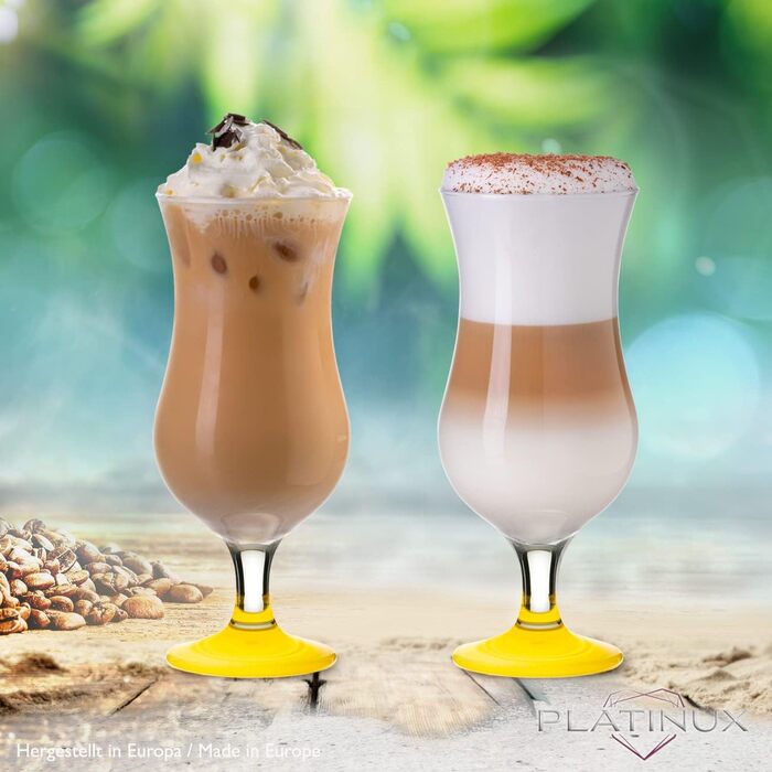 Набір келихів для коктейлів PLATINUX 6 шт, 400 мл (жовті) - Longdrink, Hurricane, Party