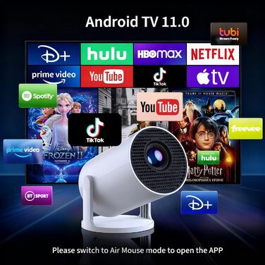 YOTON Y4 Mini Beamer: Smart проєктор з Android TV, 1080P, WiFi, Bluetooth, авто-корекція, для домашнього кінотеатру, сумісний з Phone/PC/Mac/Switch (Білий)
