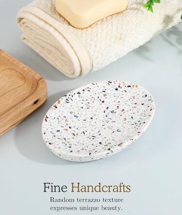 Підставка для мила Luxspire з кераміки, антиковзаюча, білий мармур, для ванної кімнати, душу та кухні