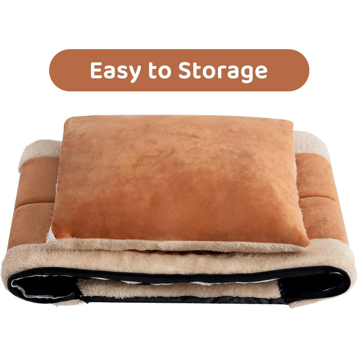 Hollypet Cat Bed, Small Dog Bed, 2-in-1 Foldable Plush Pet Bed for Cats & Small Dogs, Cozy and Soft Pet Cave Bed for Indoor Outdoor, (Orange Brown)