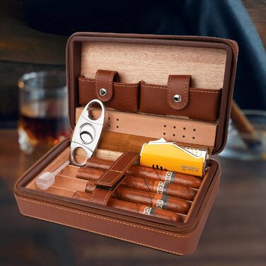 Чохол для сигар на 4 сигари з ніжцем та зволожувачем, шкіряний, подарунок для друга нареченого, на день народження
