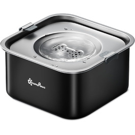 Миска для собак DownyPaws без облизування, 3L, з нержавіючої сталі 304, чорна. Запобігає розбризкуванню, підходить для дому та вулиці, зберігає чистоту.