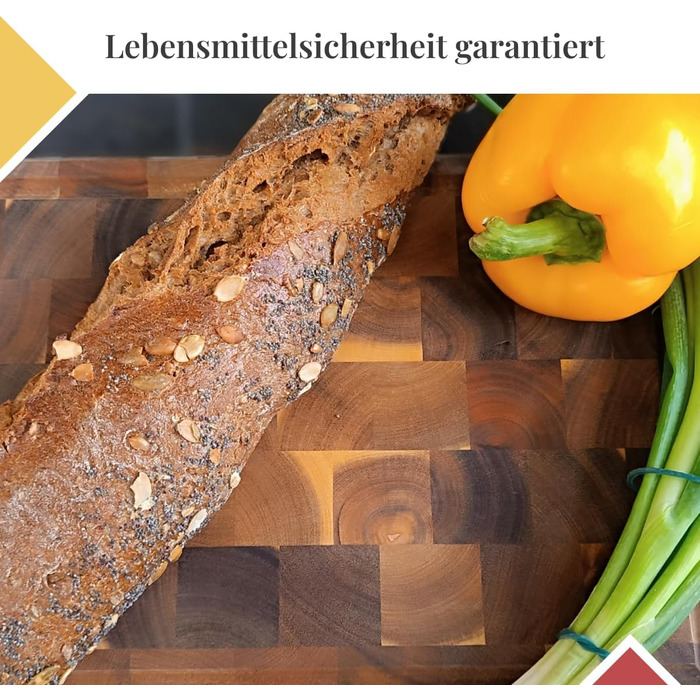 iWerk® – Kitchen block made from brainwood 34 × 24.5 cm | High-quality solid wood | Butcher block made from sustainable acacia wood | Discover oiled wooden cutting boards for kitchen & gastronomy