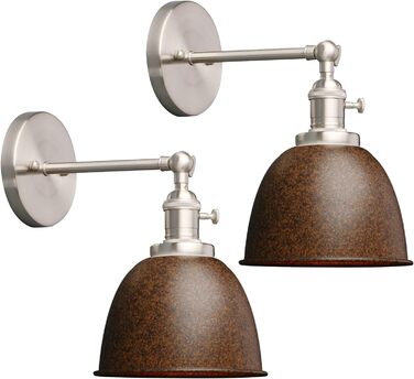 Phansthy 2 Pack Wall Sconce with Metal Shade Wall Lamp Industrial Design, Indoor Vintage Loft Wall Lamp E27 max. 40W for Living Room Bedroom Office Kitchen Hallway (White) (Rust-like)