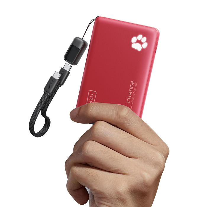 Power Bank INIU 10000mAh 45W USB-C PD3.0 З фонариком, для iPhone/Samsung/iPad (Червоний)