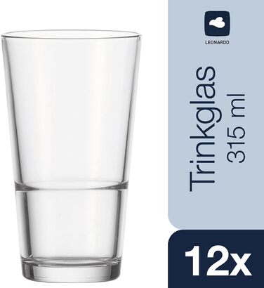 Leonardo Event Tumbler Glasses, Set of 12, Dishwasher-Safe Highball Glasses, Classic-Style Drinking Cups, Drinkware Set, 12 Pieces, 315 ml, 061700