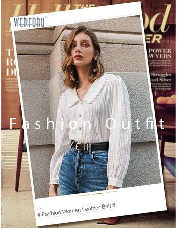 Жіночі шкіряні ремені WERFORU (3 шт.) - чорний, коричневий, бежевий. Підходять для талії 81-95 см