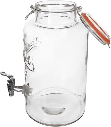 ORION GROUP Retro Drink Dispenser | 6.7 L | Glass Lemonade Dispenser Tap | Bottle with Tap Glasses Drinking Glasses Cocktail Drinking