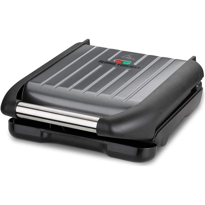 George Foreman Contact Grill & Panini/Sandwich Maker - 24x17cm - 3 Portions - Steel Red - Reduces Up to 42% Fat