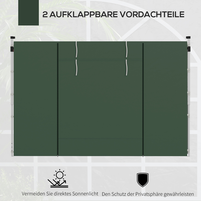 Outsunny 2-Piece Side Panels for Gazebo 3x3/3x6 m, Side Wall with Window and Velcro Closure, Waterproof Side Walls Made of Oxford Fabric, as Wind and Privacy Barrier for Party Tent, Green | Aosom