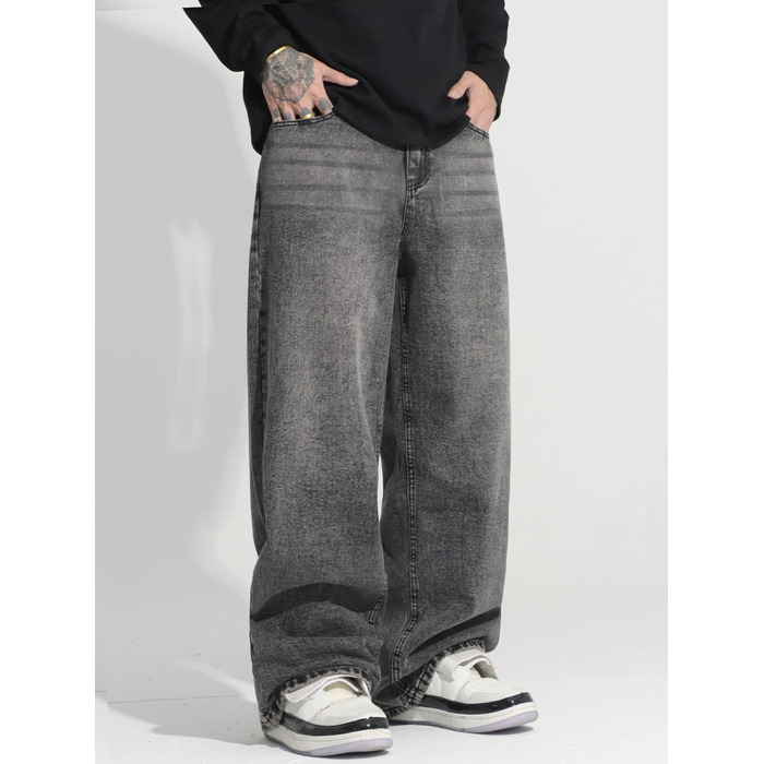 Чоловічі джинси Zewool Baggy Y2K сірі (H10 Grau, XS) - широкі, в стилі Hip Hop, зручні для скейтбордингу