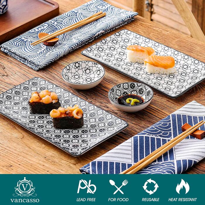 Набір посуду Vancasso HARUKA Sushi Set: 6 предметів для суші (2 особи), порцеляна, Японія