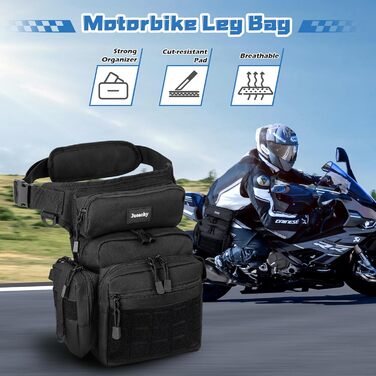 Тактична нагрудна сумка на ногу Jueachy, водонепроникна, для риболовлі, кемпінгу, чорного кольору (великий об'єм)