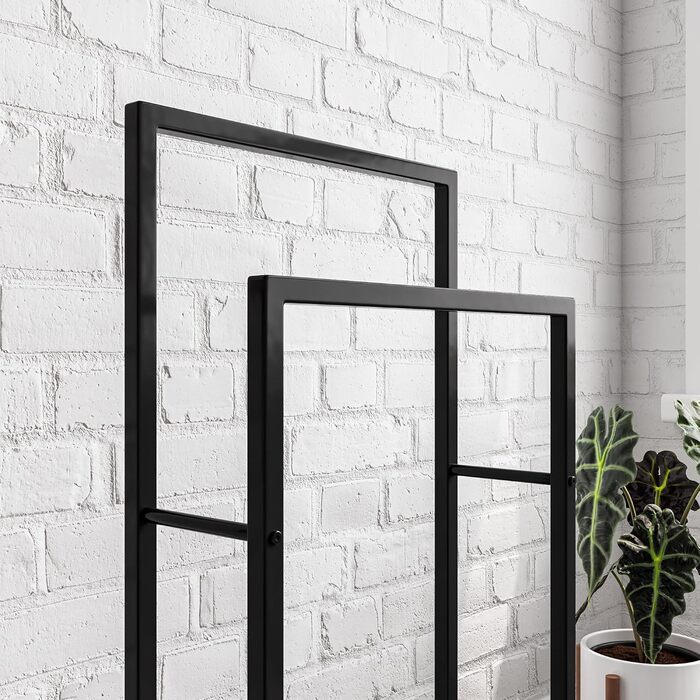 Підставка для рушників, тримач рушників, підлогова стійка з 3 перекладинами, для ванної кімнати, сталева, чорна, 2 яруси