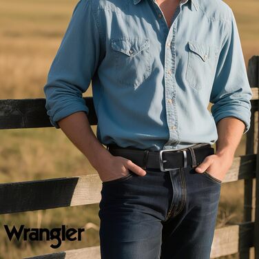 Двосторонній шкіряний ремінь Wrangler для чоловіків з логотипом, Casual, чорний/коричневий, розмір 36