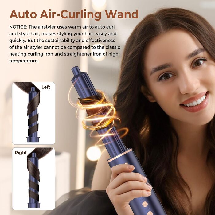 Фен-щітка Air Styler 7 в 1: іонізація, складний, 110,000 обертів, для укладання, локонів, випрямлення, блакитний