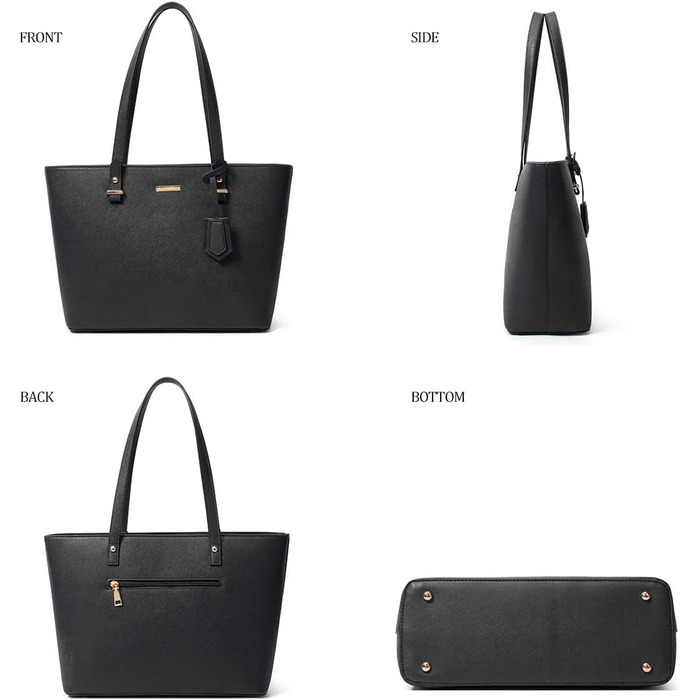 YTL Сумка жіноча Tote Shopper велика, чорна: набір 4 в 1 (офіс, школа, подорож)