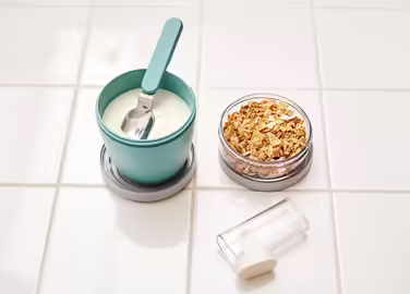 Mepal Lunchpot Set with Folding Spoon, Ellipse – Nordic Black – practical muesli cup and food container for transport