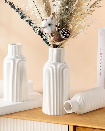YEEBECA Modern Desk Vase - Scandinavian Style Table Decor for Pampas Grass & Flowers - Living Room Vase