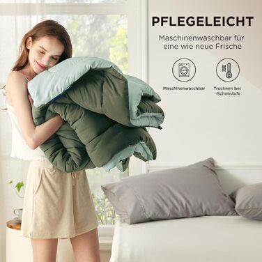 Ковдра BEDSURE 135x200 см, 300 GSM, 4 сезони, двостороння сіра/світло-сіра, для алергіків