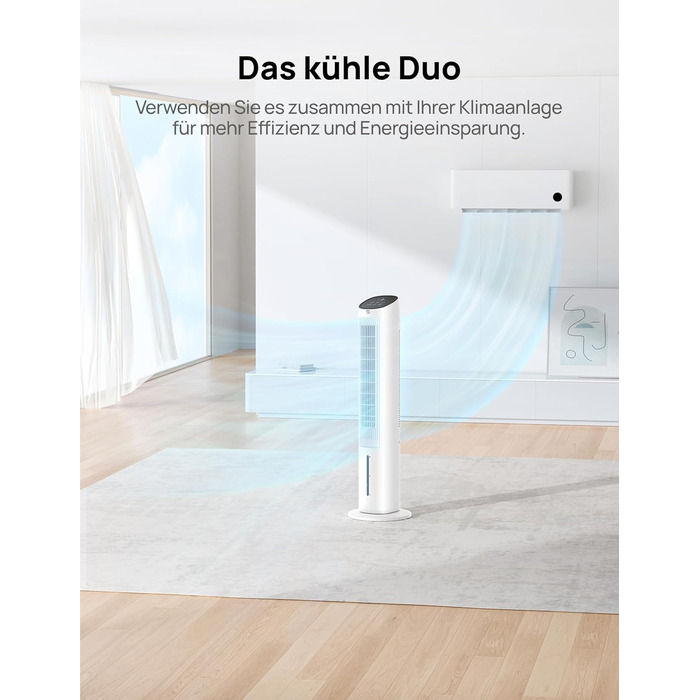 Охолоджувач повітря Dreo з водяним охолодженням, 40 дюймів, 80° поворот, 3 режими, 4 швидкості, білий, з пульт